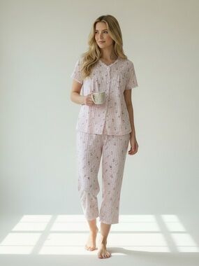 VINTAGE GABRIELLE INTIMATES Floral Two Piece Pajama Set